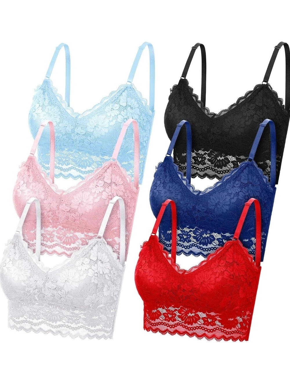 Lace Bralette Crop Top - Multiple Colors 6PCS
